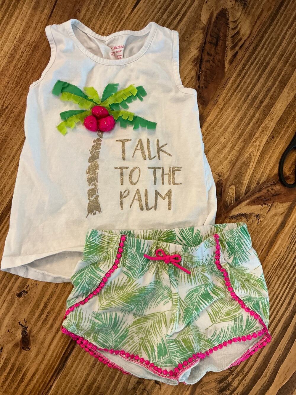 Isaac Mizrahi Girls Talk To The Palm Tank & Shorts Outfit Set Youth Size Small 4